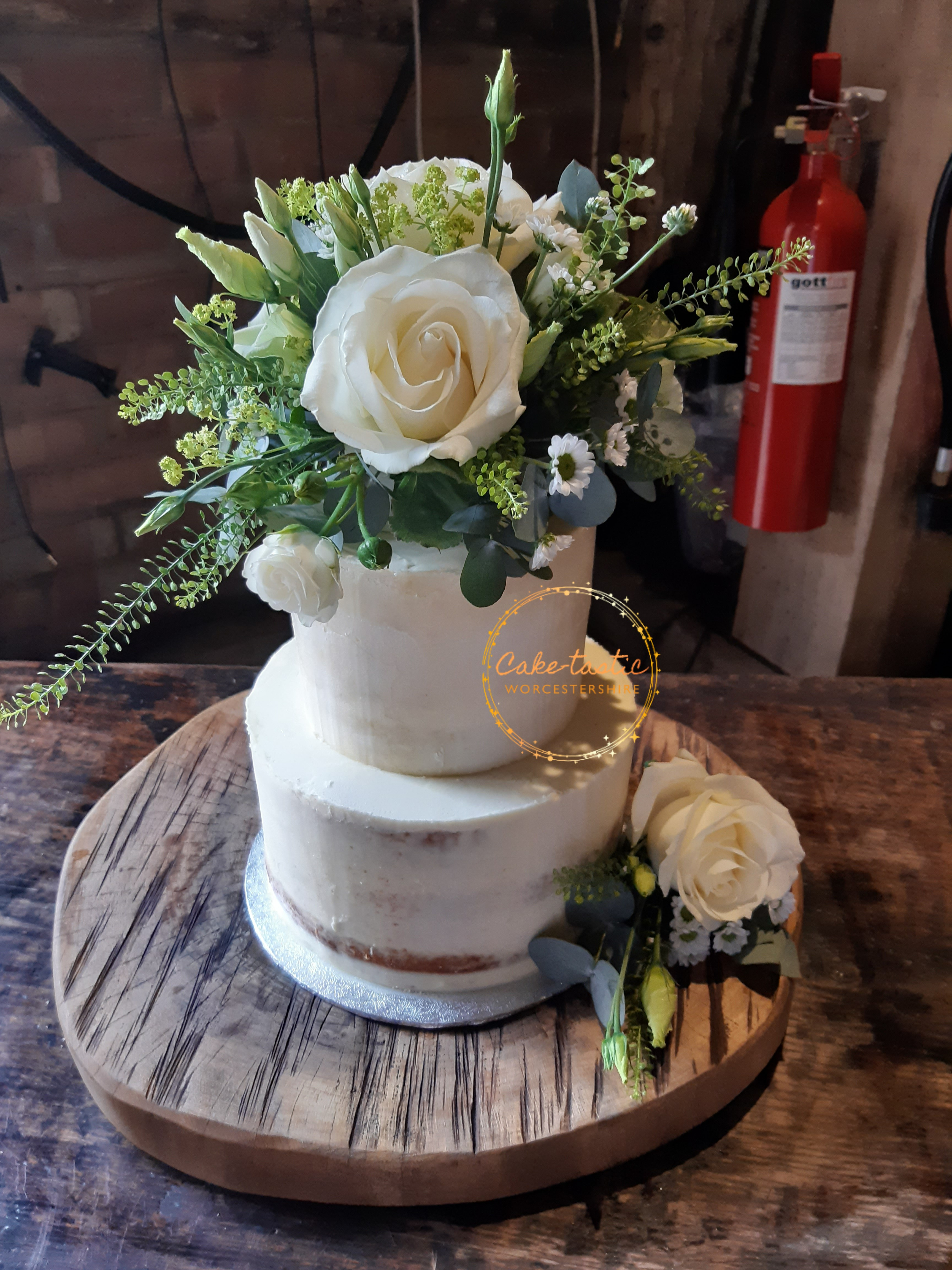 Semi-naked Wedding Cake with Flowers