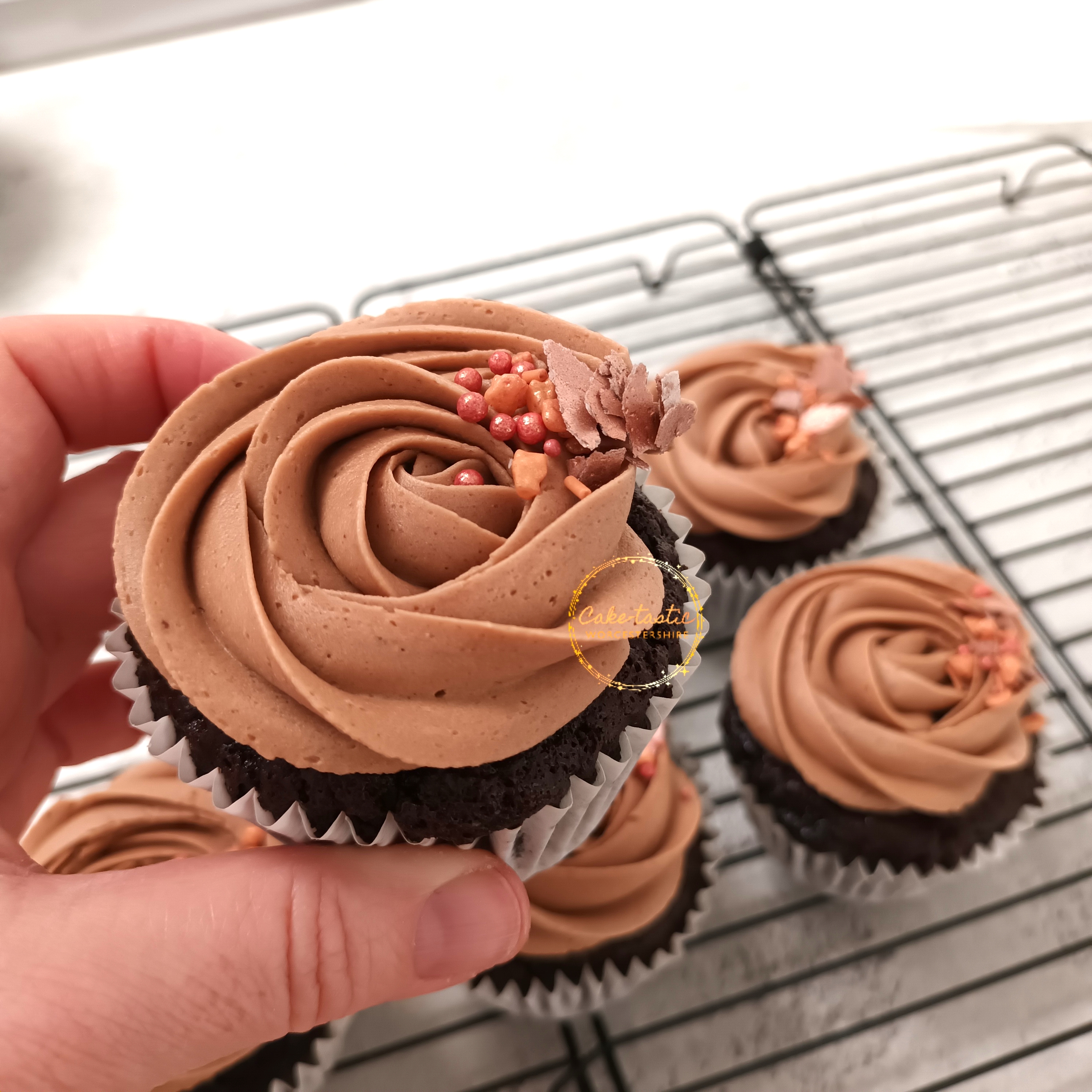 Chocolate and Rose Gold Cupcakes