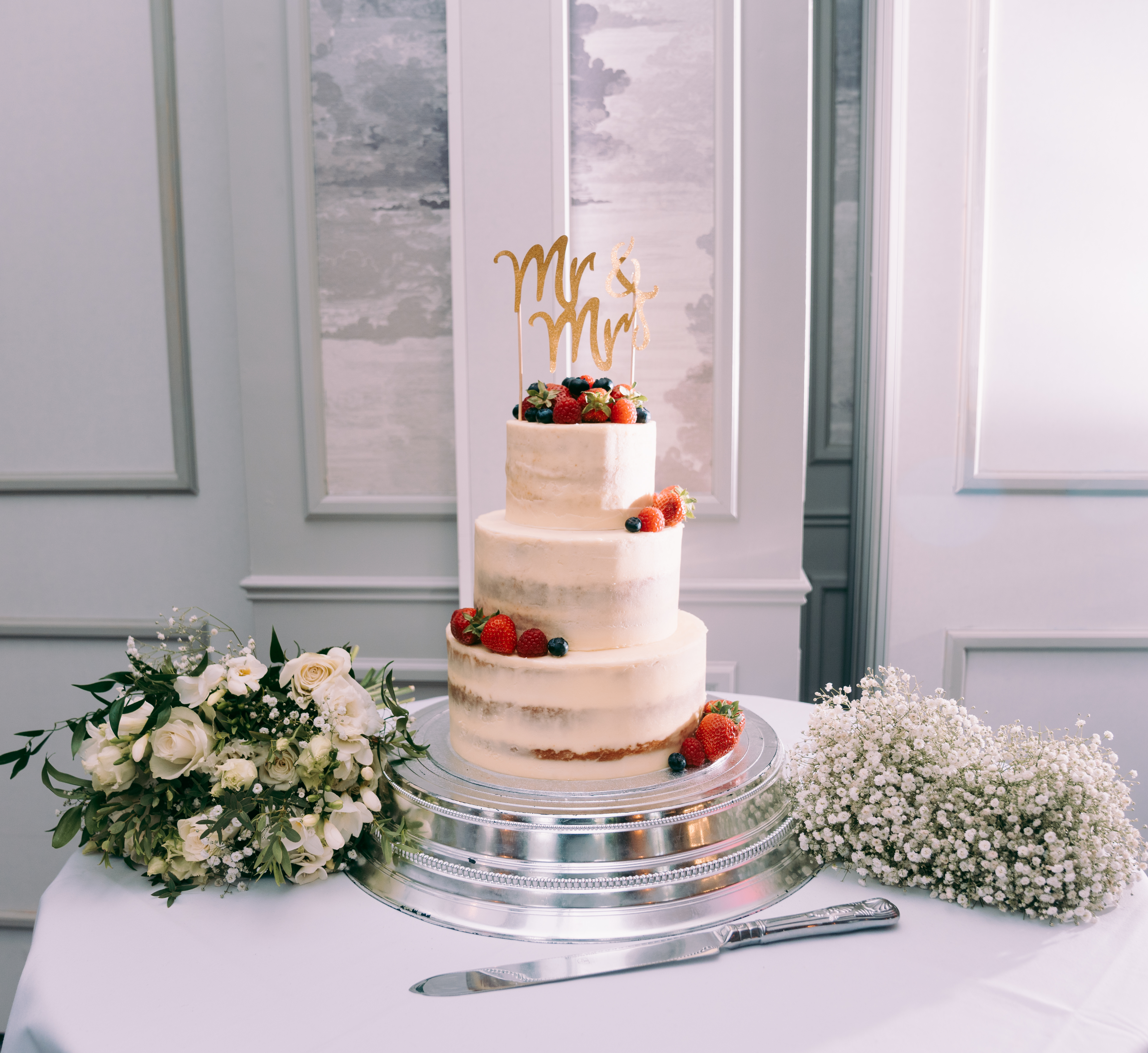Semi-Naked Wedding Cake with Fruit