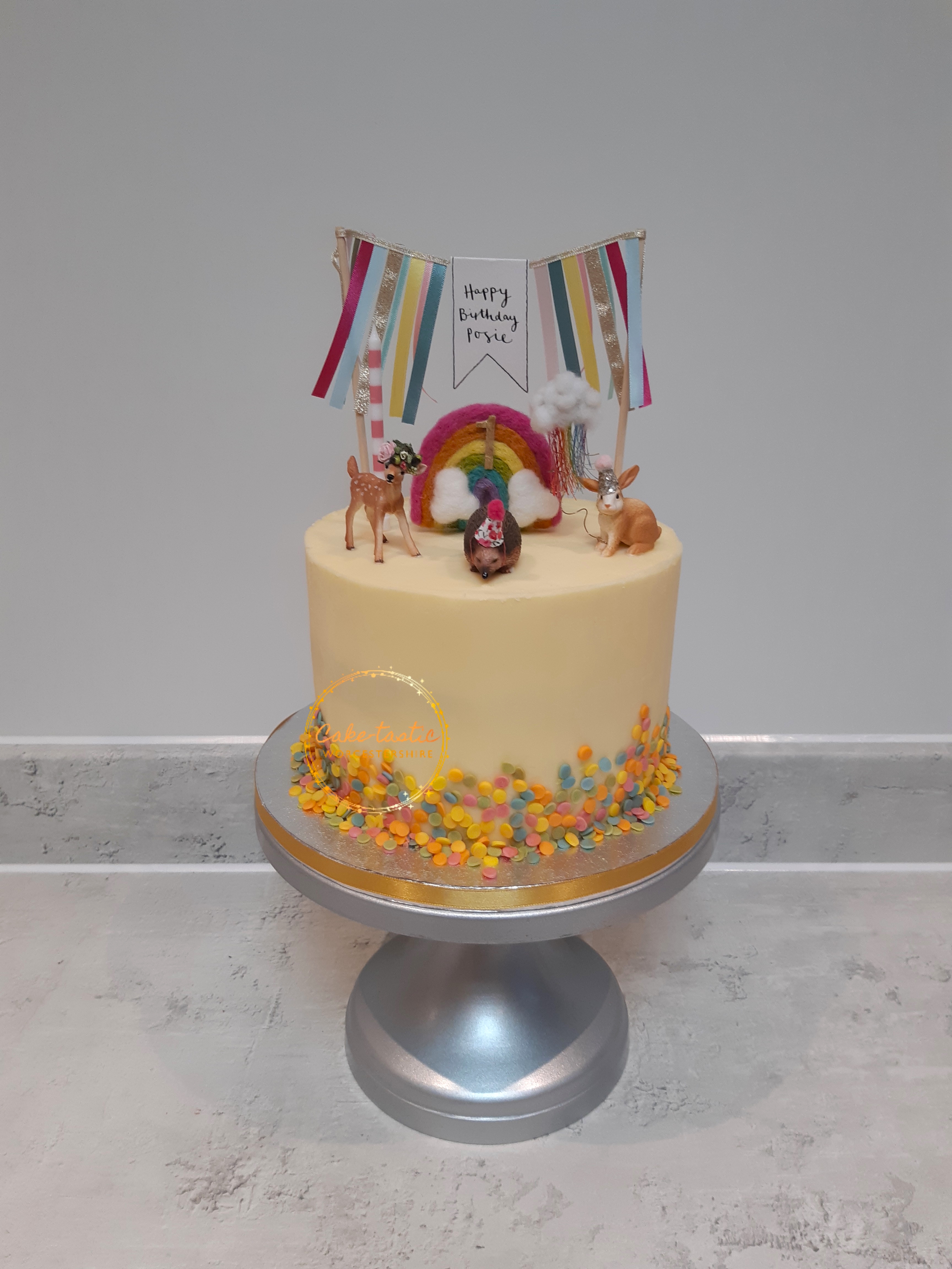 Posie 1st Bday Cake - multi colours
