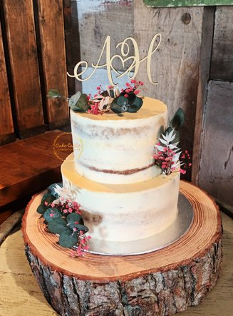 Two Tier Semi-naked Wedding Cake