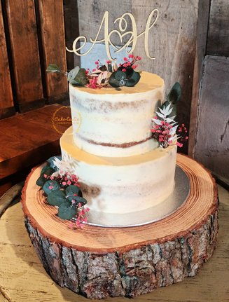Two Tier Semi-naked Wedding Cake