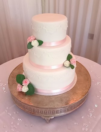 Three Tier Fondant and Lace Wedding Cake