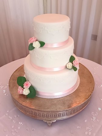 Three Tier Fondant and Lace Wedding Cake