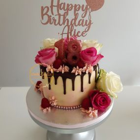 Drip and Rose Buttercream Cake