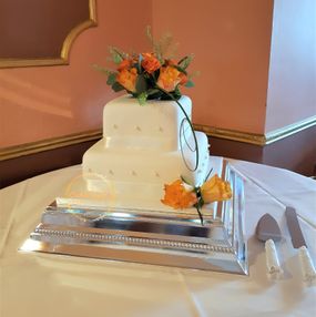 Two Tier Fondant Wedding Cake with Flowers