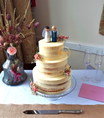 Semi-Naked Wedding Cake | Rustic Wedding Cake | Worcestershire Wedding | Three Tier Wedding Cake | Unfussy Wedding Cake | Wedding Cakes with Models