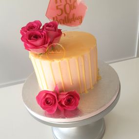 Elegant Rose Drip Cake